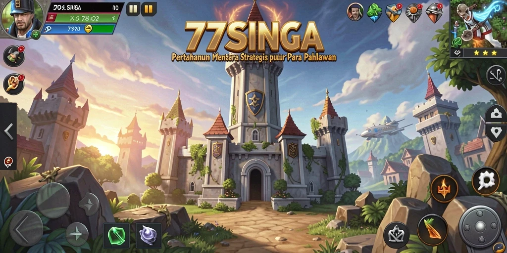 Screenshot menunjukkan gameplay mendebarkan dari menara yang bertahan melawan musuh.