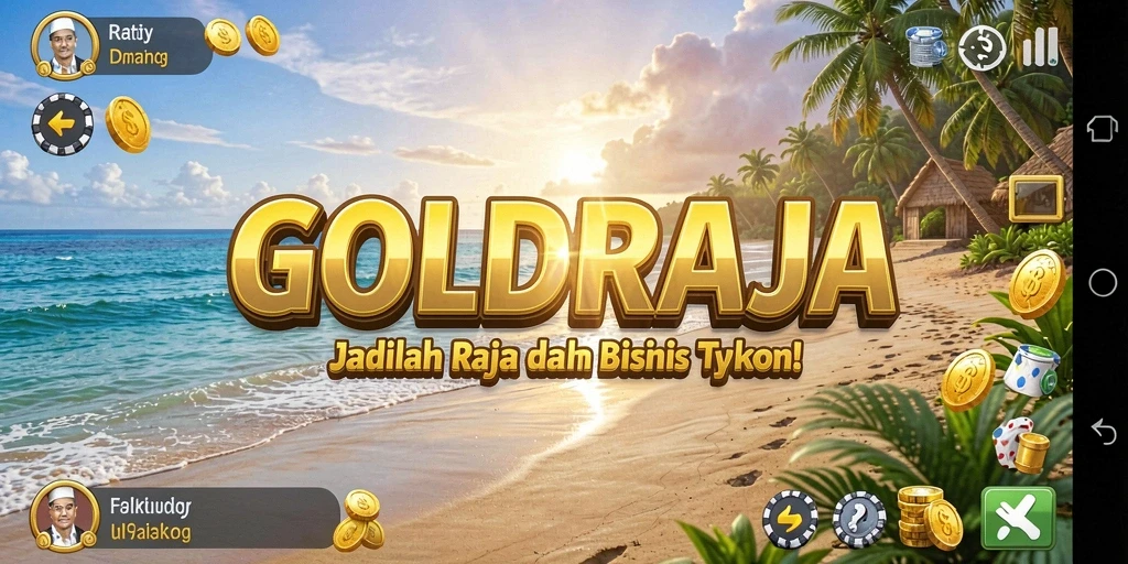Tampilan gameplay <strong>GOLDRAJA</strong> yang menarik dan penuh strategi bisnis.
