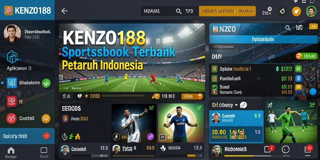 Tampilan antarmuka modern KENZO188 saat pengguna melakukan taruhan olahraga.