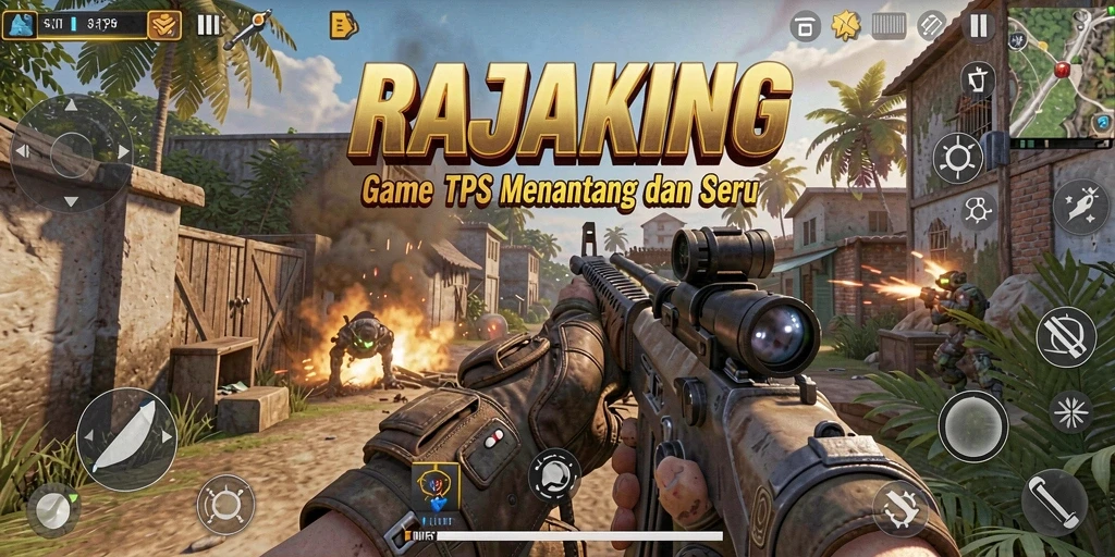 Tampilan gameplay seru RAJAKING dengan aksi tembak-menembak intens.