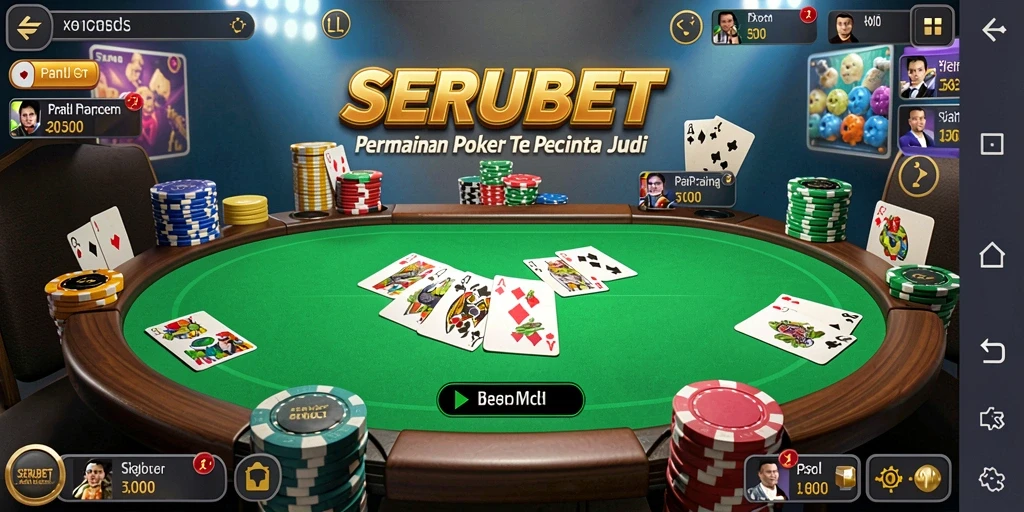 Tampilan gameplay menarik dalam aplikasi Poker SERUBET.