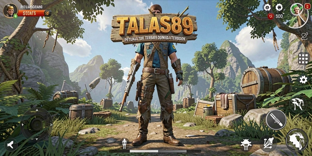Screenshot menunjukkan aksi eksplorasi di dunia terbuka TALAS89.