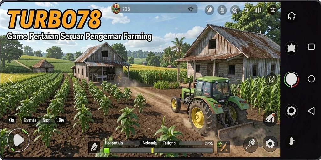 Tampilan gameplay TURBO78 yang menampilkan aktivitas bertani yang menyenangkan.